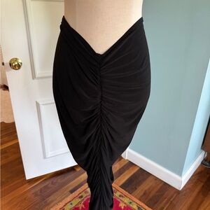 Norma Kamali XL Black Shirred Skirt to Knee Convertible